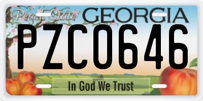 GA license plate PZC0646