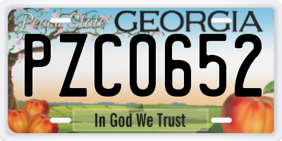 GA license plate PZC0652