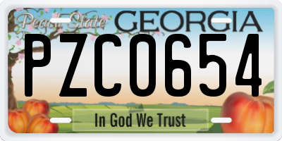 GA license plate PZC0654