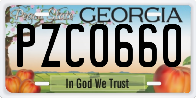 GA license plate PZC0660