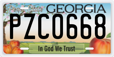 GA license plate PZC0668