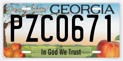 GA license plate PZC0671