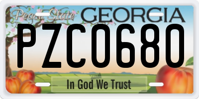 GA license plate PZC0680