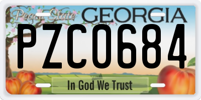 GA license plate PZC0684