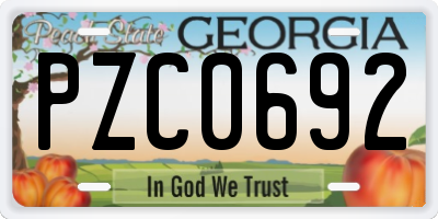 GA license plate PZC0692