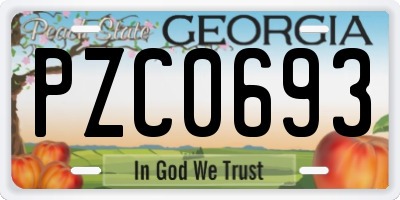 GA license plate PZC0693