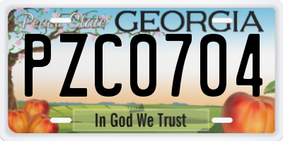 GA license plate PZC0704