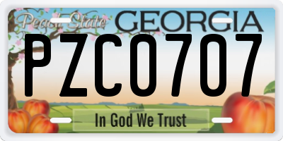GA license plate PZC0707