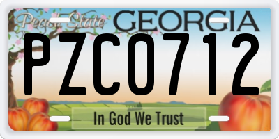 GA license plate PZC0712