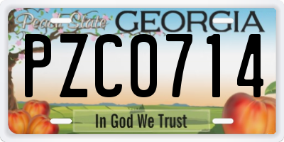 GA license plate PZC0714