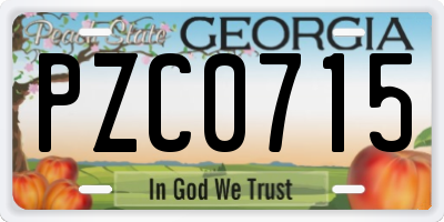 GA license plate PZC0715