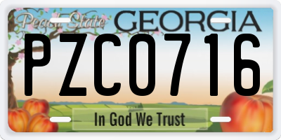 GA license plate PZC0716