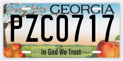 GA license plate PZC0717