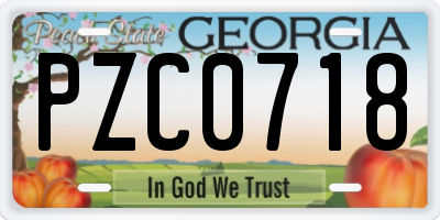 GA license plate PZC0718