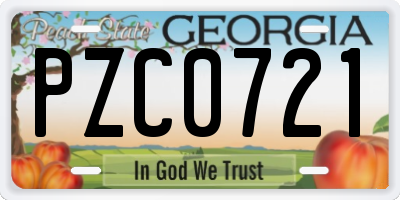 GA license plate PZC0721