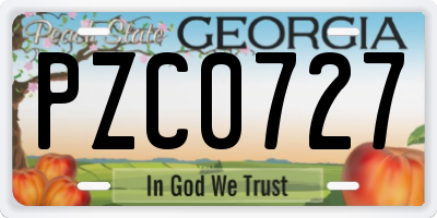 GA license plate PZC0727