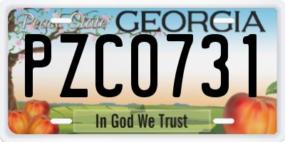 GA license plate PZC0731
