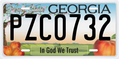 GA license plate PZC0732