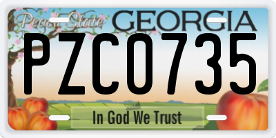 GA license plate PZC0735
