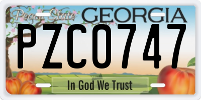GA license plate PZC0747