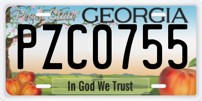 GA license plate PZC0755
