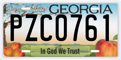 GA license plate PZC0761