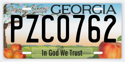 GA license plate PZC0762