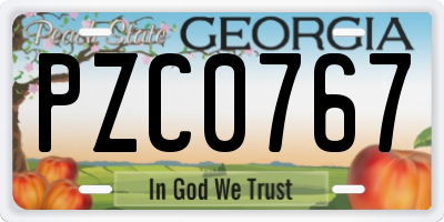 GA license plate PZC0767