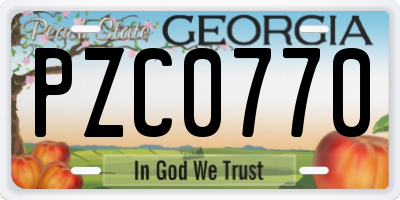 GA license plate PZC0770