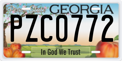 GA license plate PZC0772