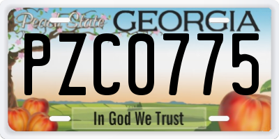 GA license plate PZC0775