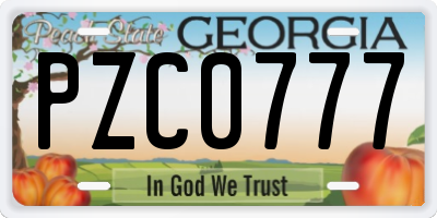 GA license plate PZC0777