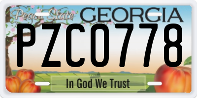 GA license plate PZC0778