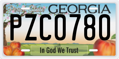 GA license plate PZC0780