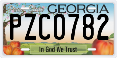 GA license plate PZC0782