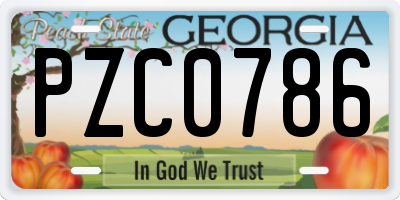 GA license plate PZC0786