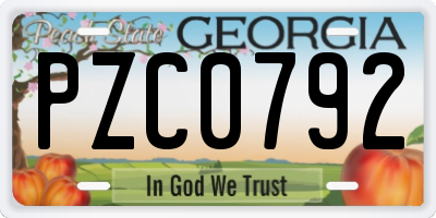 GA license plate PZC0792