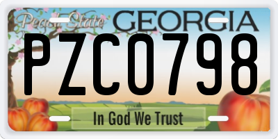 GA license plate PZC0798
