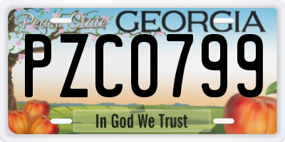GA license plate PZC0799