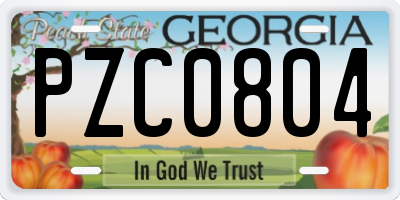 GA license plate PZC0804