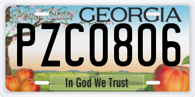 GA license plate PZC0806