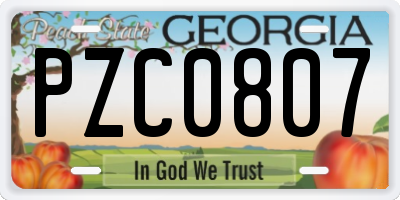 GA license plate PZC0807