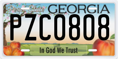 GA license plate PZC0808