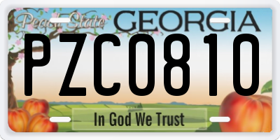 GA license plate PZC0810