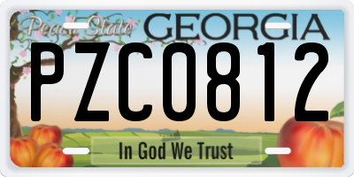GA license plate PZC0812
