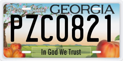 GA license plate PZC0821