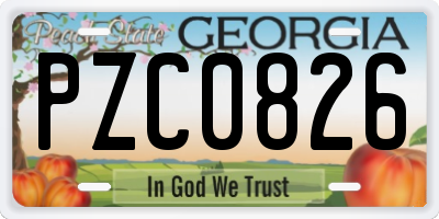 GA license plate PZC0826