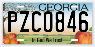 GA license plate PZC0846