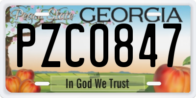 GA license plate PZC0847
