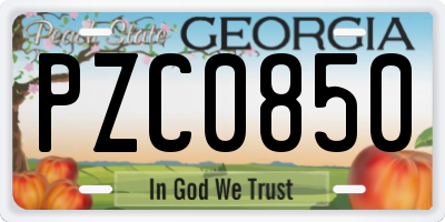GA license plate PZC0850